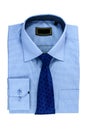 New blue man's shirt and Tie isolated on white Royalty Free Stock Photo