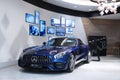 New blue Mercedes-AMG GT. Moscow. Shopping center VEGAS. 27. 07. 2