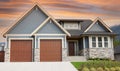 New Blue Subdivision Residence Fraser Valley Home Exterior House Dwelling Custom Simple Design Royalty Free Stock Photo