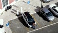 new BMW i3 mini electric charging in city - view from above