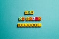 New on board welcome - word concept on cubes Royalty Free Stock Photo