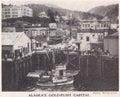 Vintage 1930s black and white photo of Juneau - Alaska`s Gold-Rush Capital.