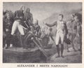 Vintage painting of Alexander I Meets Napoleon at Tilst.