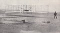 Vintage 1930s black and white photo of a Wright Brothers enginer Glider 1902. Royalty Free Stock Photo