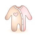 New born baby clothes, rompers with blue bear shaped decoration. Infant vector icon. Child item.