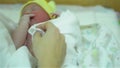 New born baby in hospital, Pediatrician and infant child with a bokeh background, neonatologist