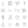 New born baby icons set vector outline Royalty Free Stock Photo