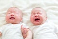New born baby twins cry Royalty Free Stock Photo