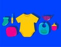 New born coolest cloth set. Art Colorful Kid Appliance. Mommy give gift for her son/daughter. Royalty Free Stock Photo