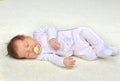 New born infant child baby girl sleeping Royalty Free Stock Photo