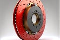 New brake discs with red finish isolated on white background Royalty Free Stock Photo