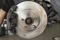 New brake pads and discs installed on the car Royalty Free Stock Photo