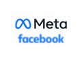New brand logo of Meta of Facebook Company with old Facebook logotype on white