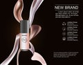 New brand makeup colorstay contained in a transparent bottle, cream skin color. On a dark background.