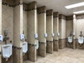 NEW BRAUNFELS, TX - 22 FEB 2020: Urinals and hand sanitizer dispensers