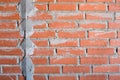 A new brick wall with construction mark under Royalty Free Stock Photo