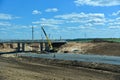 A new bridge is being built during the construction of the road. Royalty Free Stock Photo
