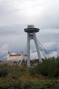 New Bridge and castle Bratislava cityscape