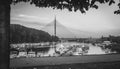 New bridge and marine in Belgrade city Royalty Free Stock Photo
