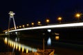 New bridge (Most SNP) in Bratislava at night. Royalty Free Stock Photo