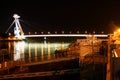 New bridge over Danube river in Bratislava with docks,Slovakia Royalty Free Stock Photo