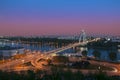 New bridge over Danube river in Bratislava,Slovakia at night Royalty Free Stock Photo