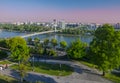 New bridge over Danube river in Bratislava,Slovakia at sunset Royalty Free Stock Photo