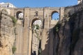 New Bridge over Guadalevin River in Ronda, Malaga, Spain. Popular landmark in the evening Royalty Free Stock Photo