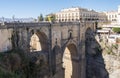 New Bridge over Guadalevin River in Ronda, Malaga, Spain. Popular landmark in the evening Royalty Free Stock Photo