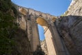 New Bridge over Guadalevin River in Ronda, Malaga, Spain. Popular landmark in the evening Royalty Free Stock Photo