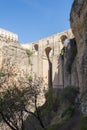 New Bridge over Guadalevin River in Ronda, Malaga, Spain. Popular landmark in the evening Royalty Free Stock Photo