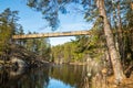 New bridge over the lake Lapinsalmi in the National Park Repovesi, Finland