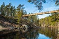 New bridge over the lake Lapinsalmi in the National Park Repovesi, Finland