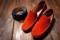 New bright footwear and a belt Royalty Free Stock Photo