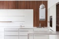 New bright kitchen furniture with wooden element