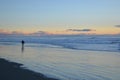 People surfing a New brighton beach during sunrise time. Royalty Free Stock Photo