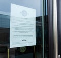 A closure notice in the window of a Pizza Express restaurant