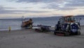 New British lifeboat landing on Exmouth beach in Devon UK after sea trials. This boat is the latest most agile in the RNLI`s fleet