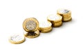 New British One Pound Sterling Coin Chart Rate Royalty Free Stock Photo