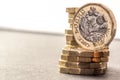 New British One Pound Sterling Coin Chart Rate Royalty Free Stock Photo