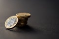 New british one sterling pound coin on dark background Royalty Free Stock Photo