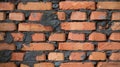 New brown brick wall with gray cement. Close up Royalty Free Stock Photo