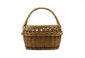 New brown empty wicker basket with handle isolated on white background,front view. Detail single sorrel basketry handcraft