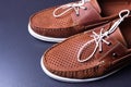 New brown leather moccasins