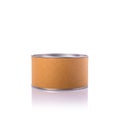 New brown round paper box with silver cap. Studio shot isolated Royalty Free Stock Photo