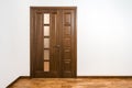 New brown wooden door in house interior Royalty Free Stock Photo