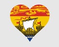 New Brunswick Canada Heart Flag. NB Canadian Love Shape Province Flag. New Brunswick Banner Icon Sign Symbol Clipart. EPS Vector Royalty Free Stock Photo