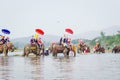 New Buddhist monks in elephant ordination