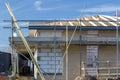 New build bungalow under construction. Building homes for the elderly