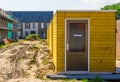 New build shacks with front door, construction site in Rucphen, The Netherlands, 6 may, 2022